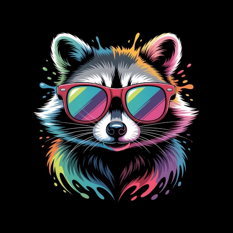 Bunter Waschbär Wasserfarben Spritzer