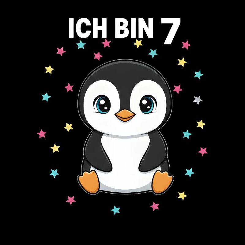 Ich bin 7 - Süßes Pinguin zum 7. Geburtstag