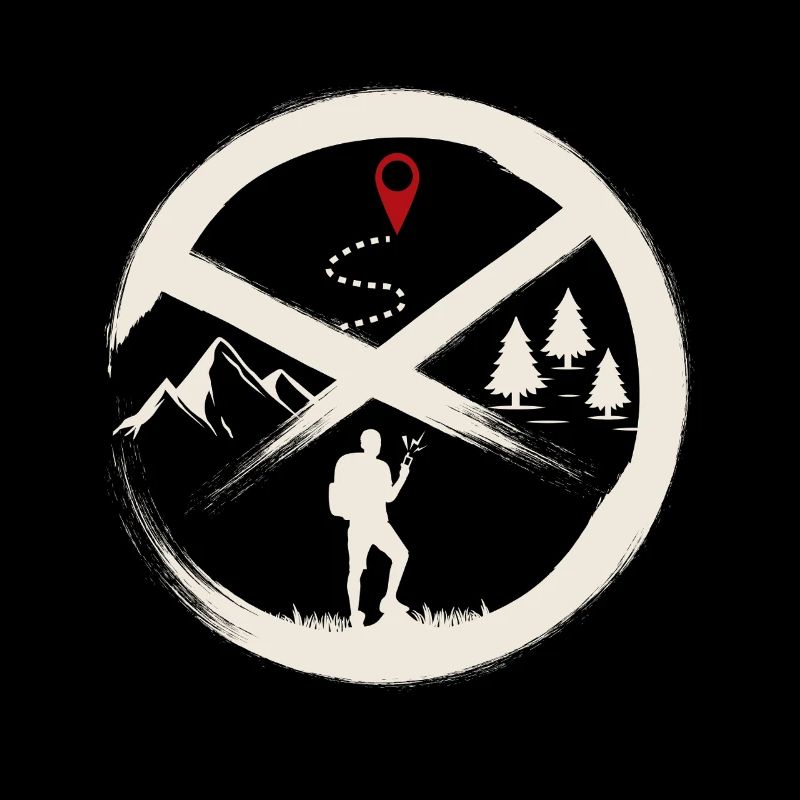 Geocaching Hiker Nature Map Pin Art