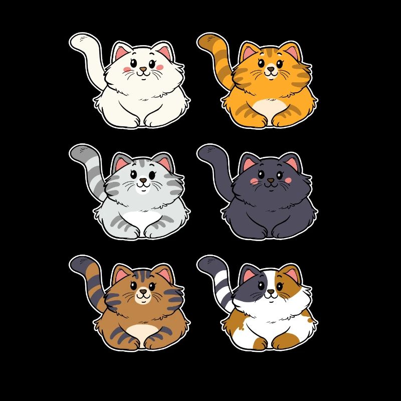 Mignons chats duveteux variété Kawaii Design