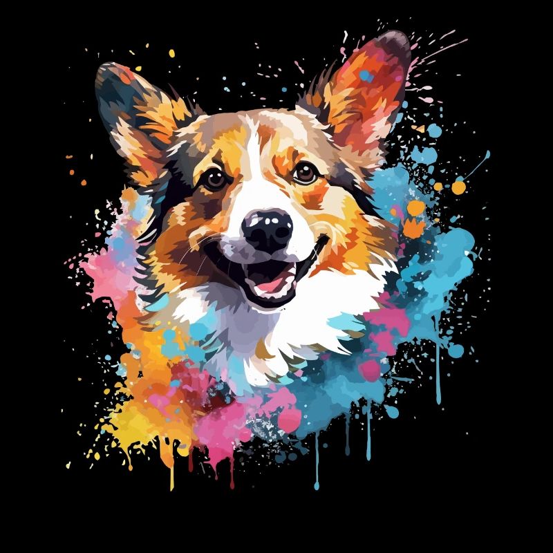 Pembroke Welsh Corgi Dog Splash Art Bunt