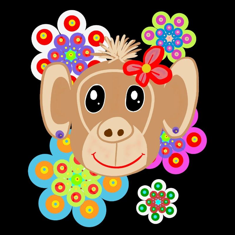 Retro Affe Sommer Blumen Kinder Vintage