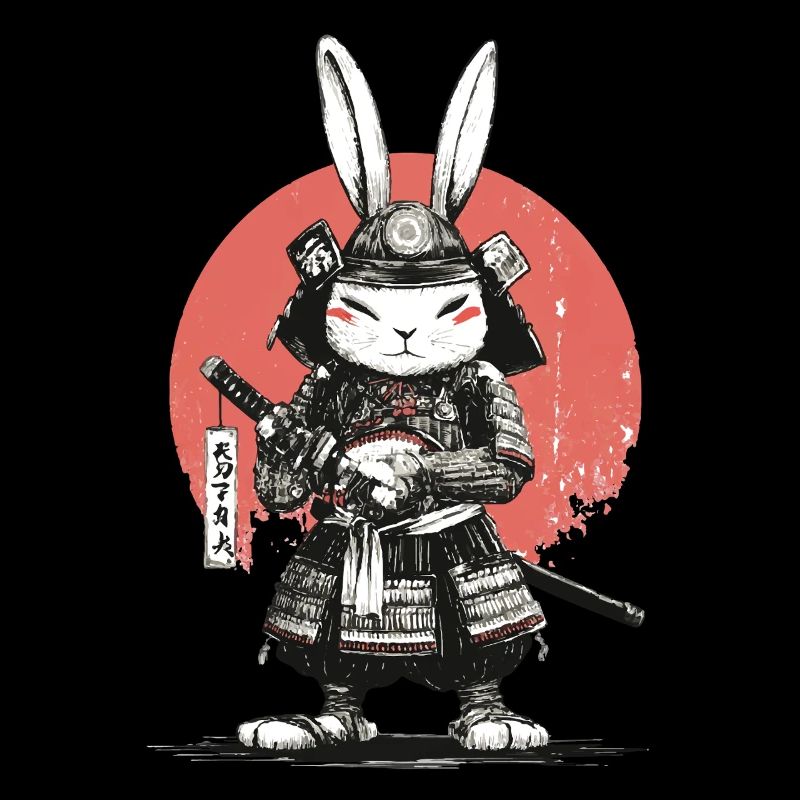 Samurai Rabbit in Armor with Katana
