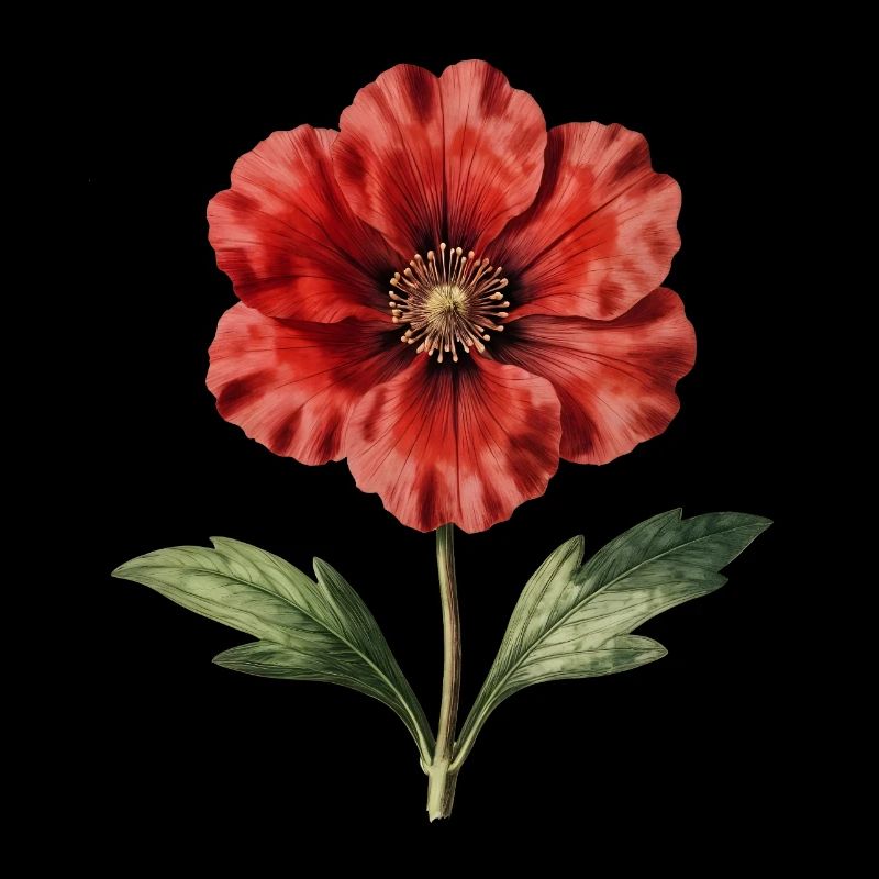 Red Poppy Botanical Illustration