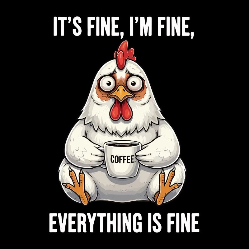 C’est bon, je vais bien, humour de poulet café