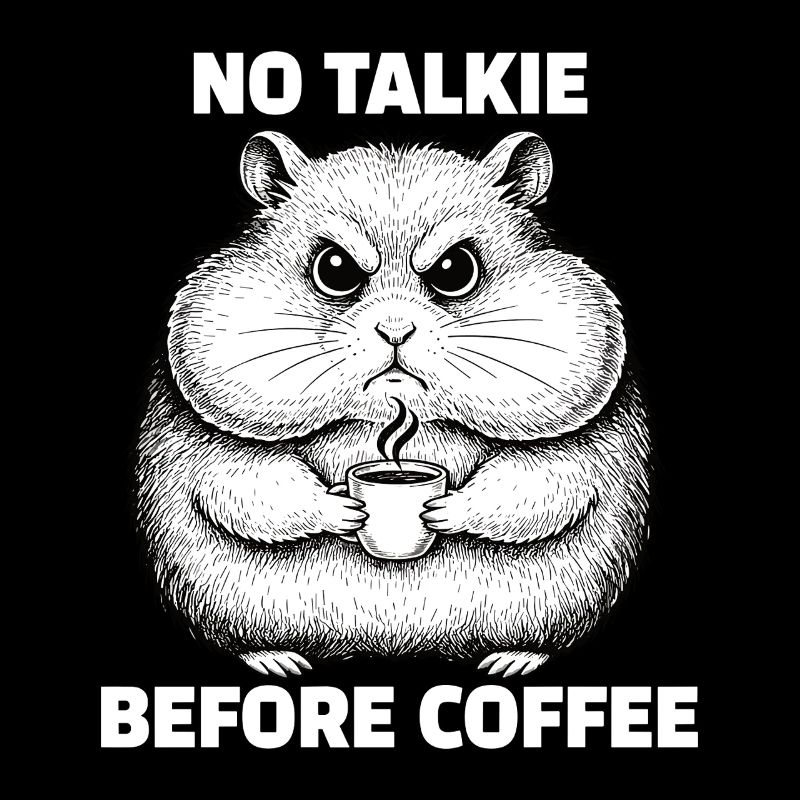 No conversation in front of coffee lover hamster