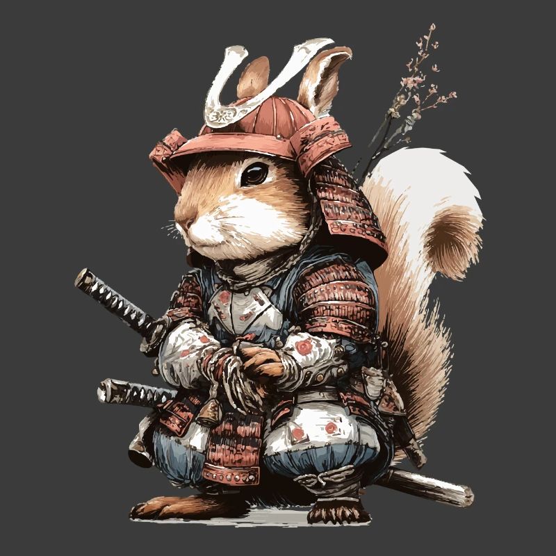Eichhörnchen-Samurai in Rüstung