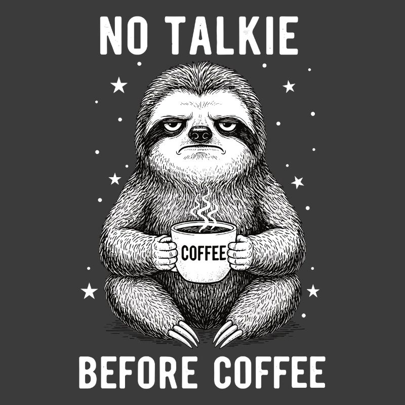 No conversation in front of coffee lover sloth
