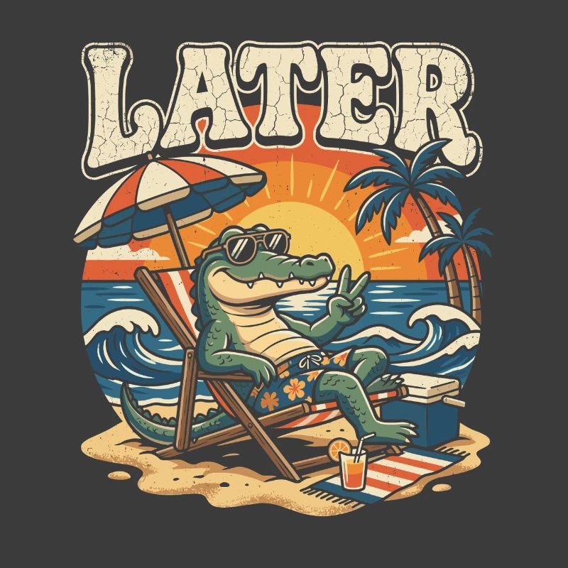 Alligator on the beach: LATER Relax