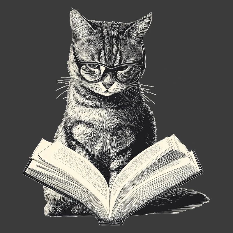 Cat reading book