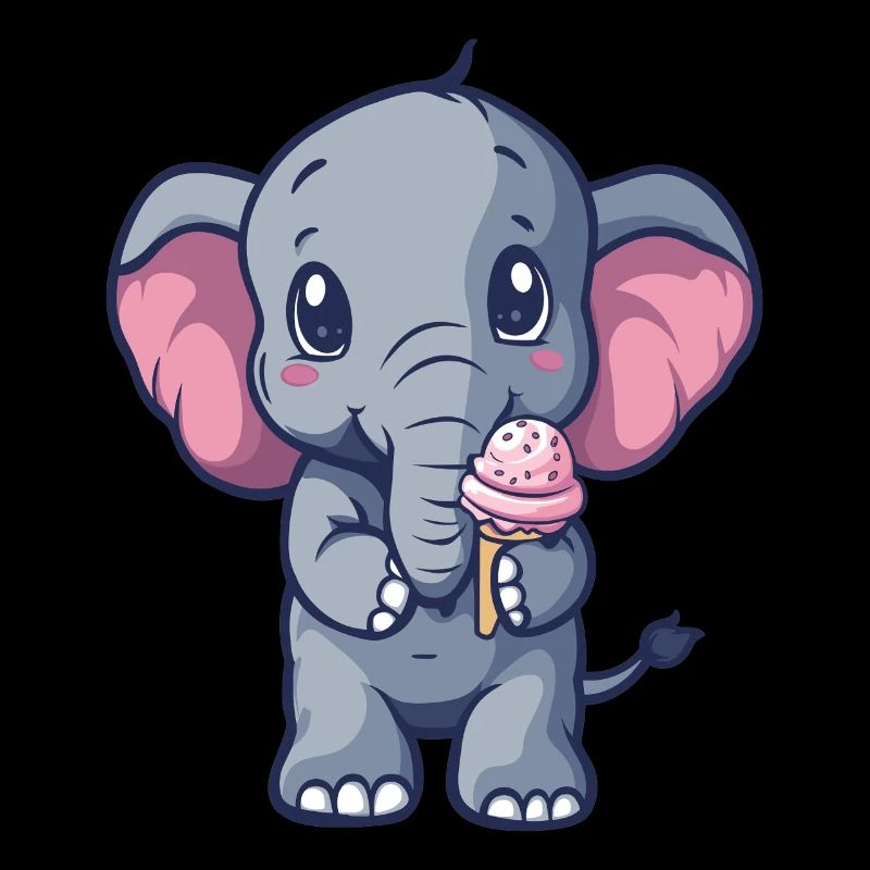 Kleiner Elefant Eiscreme Freund