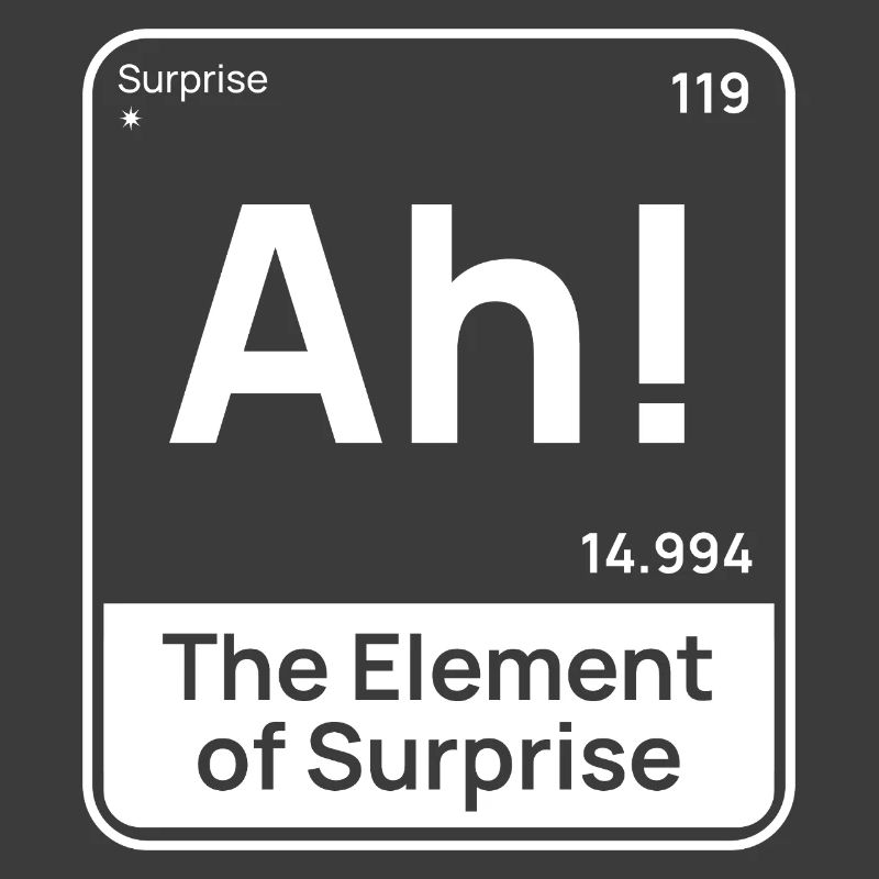 Drôle de design chimique – Élément de surprise « Ah »