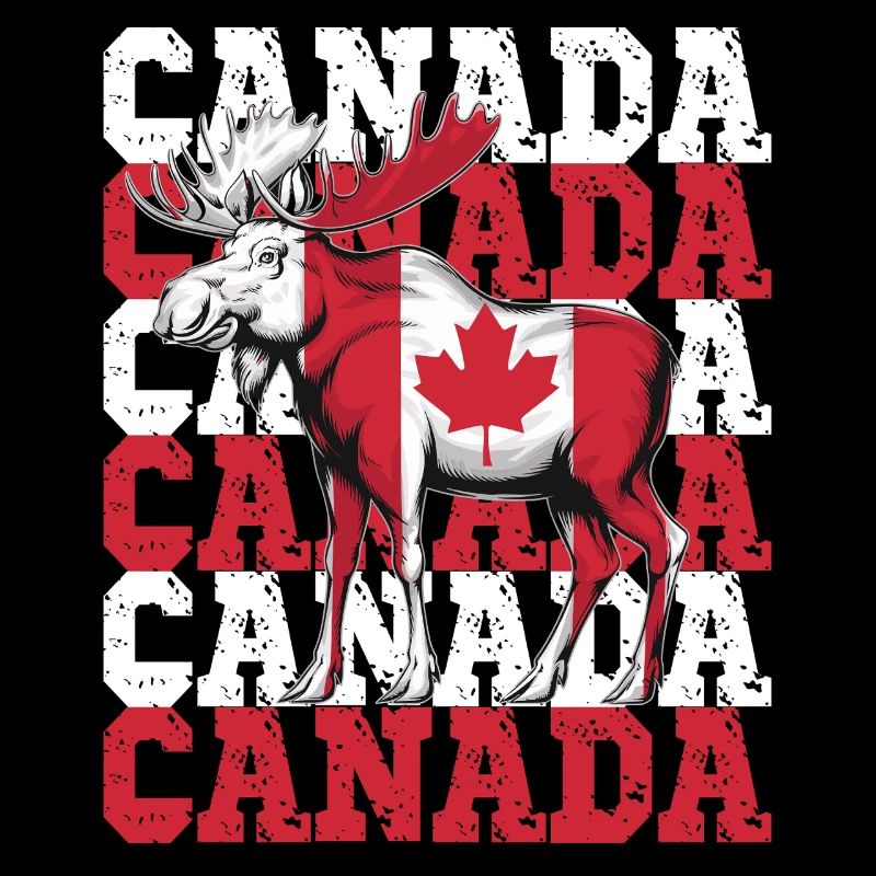 Orignal canadien avec drapeau de feuille d’érable