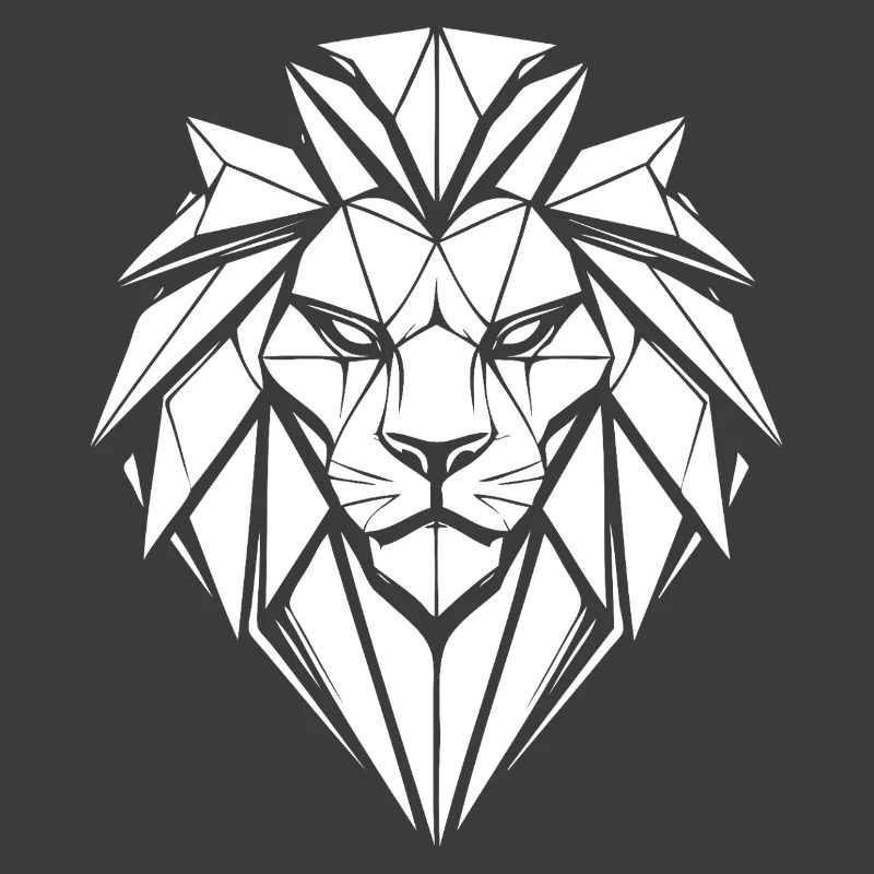 Geometric lion head black and white