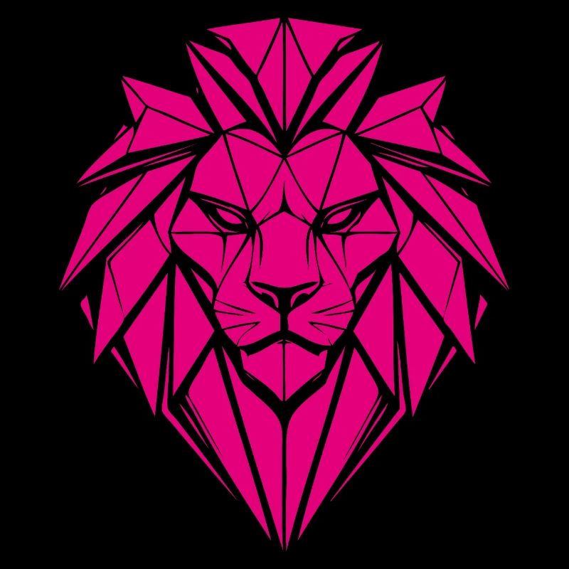 Geometrischer Löwe in Magenta