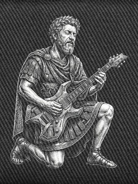 Marcus Aurelius plays guitar