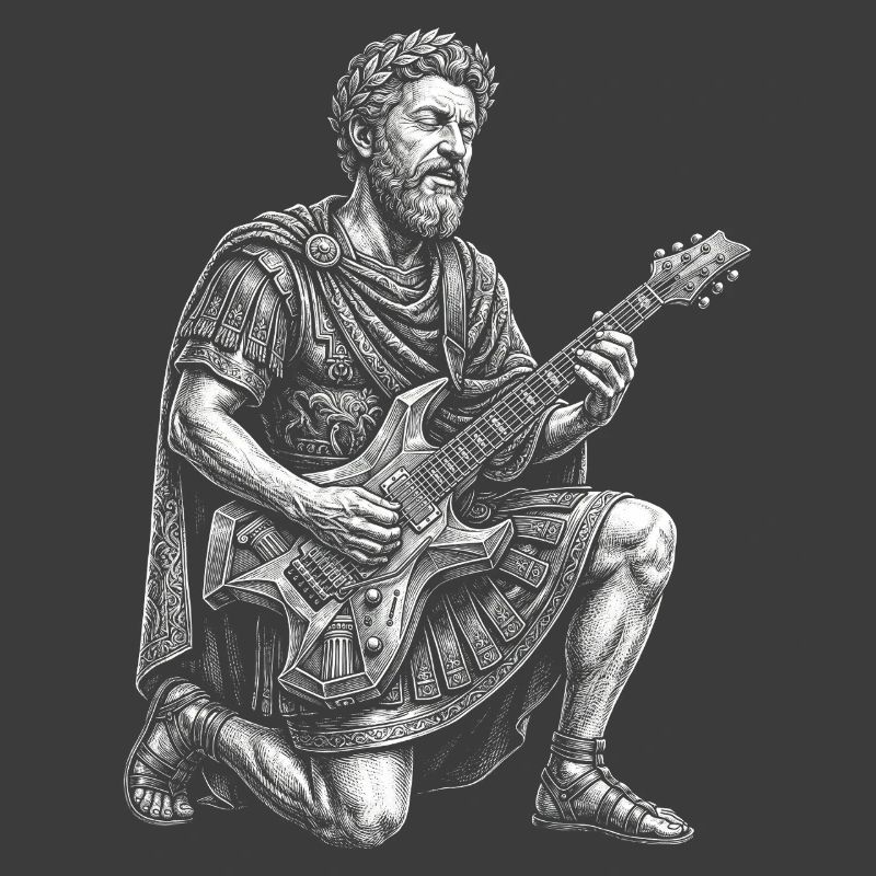 Marcus Aurelius spielt Gitarre