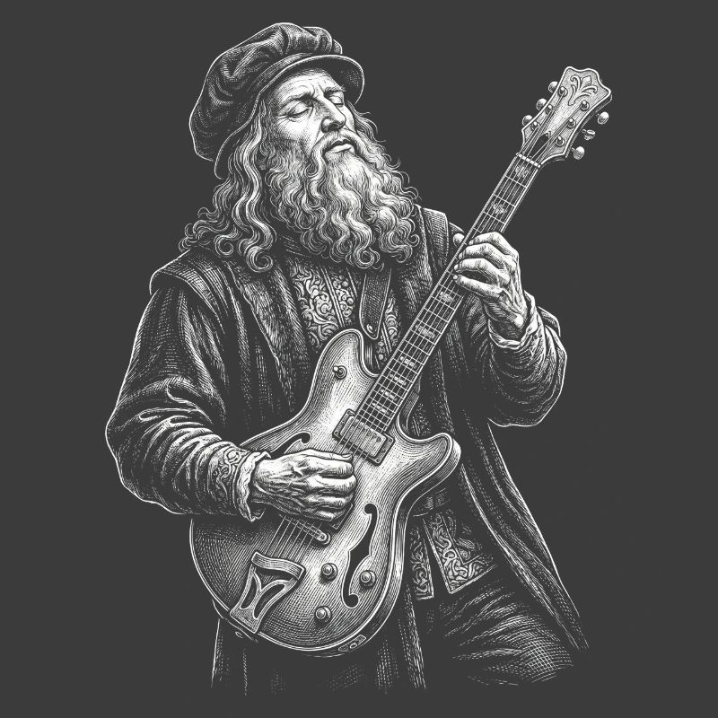 Leonardo Da Vinci joue de la guitare