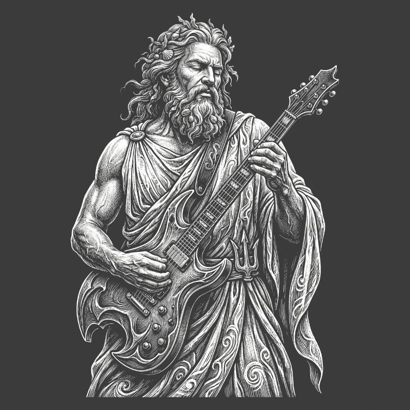 Poséidon joue de la guitare