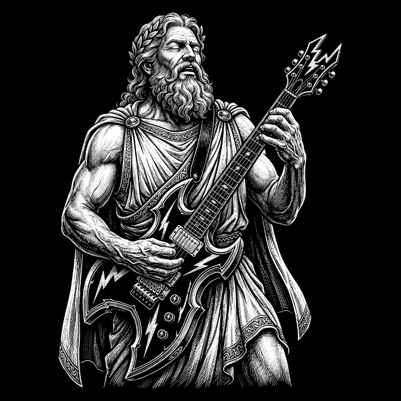 Zeus joue de la guitare