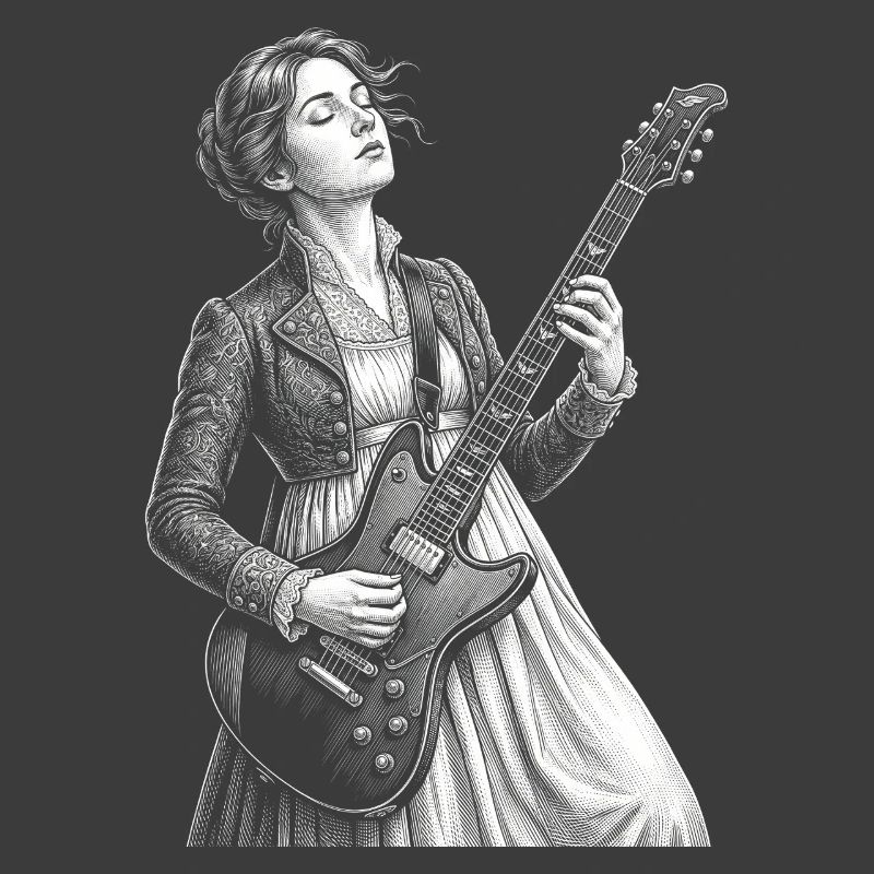 Jane Austen plays guitar