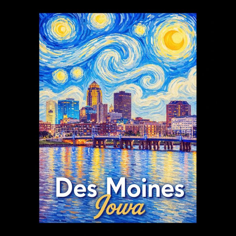 Des Moines Iowa Starry Night
