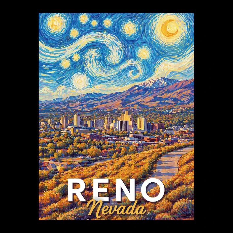 Reno Nevada starry sky over desert city