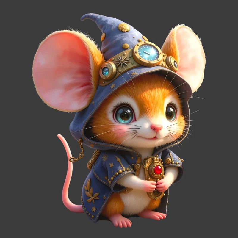 Souris Sorcière Steampunk Bleue