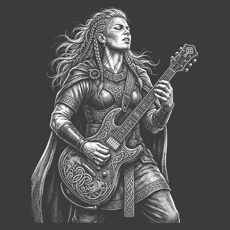 Boudicca/Boudica spielt E-Gitarre
