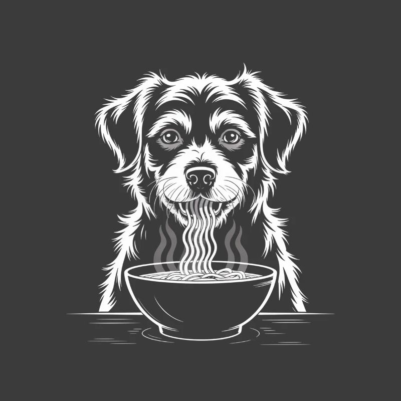 Labrador eats ramen