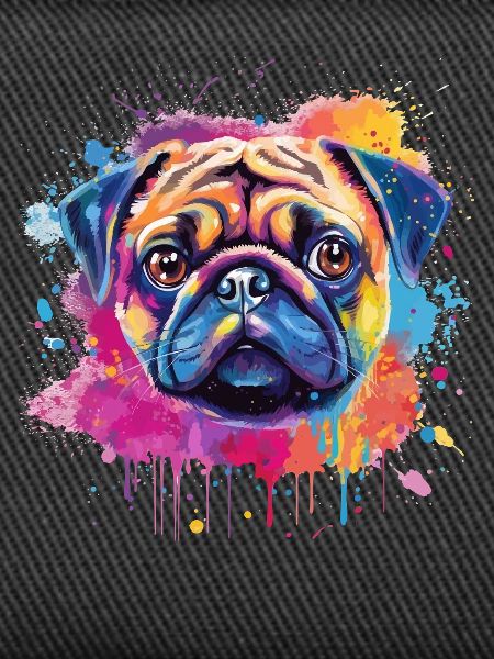 Lebendiges Mops-Splash-Porträt