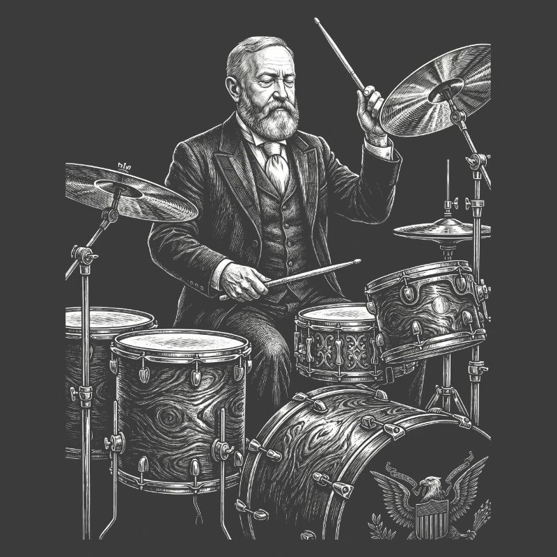 Benjamin Harrison joue de la batterie