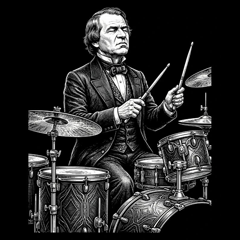 Andrew Johnson spielt Schlagzeug