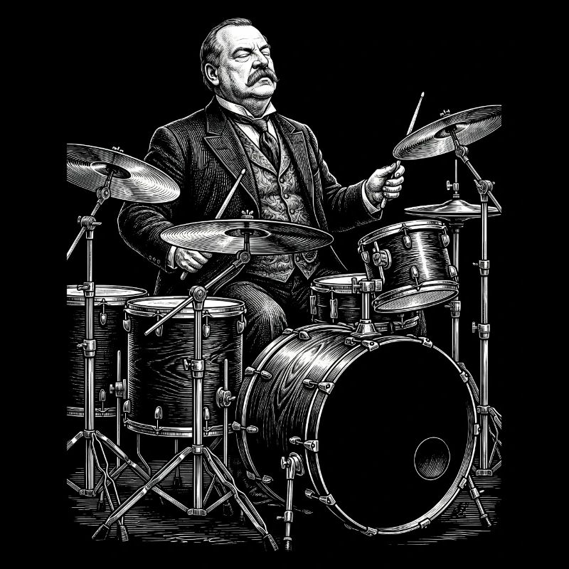 Grover Cleveland plays drums