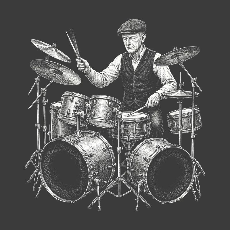 Calvin Coolidge plays drums