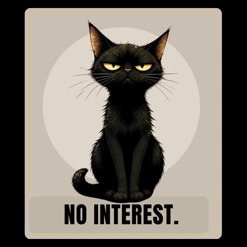 Aucun intérêt. – Dessin sarcastique du chat noir