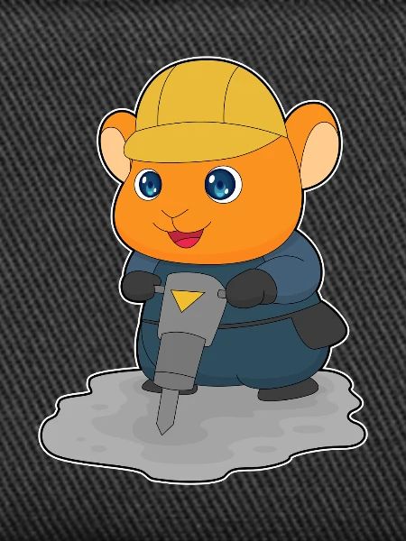 Hamster Bauarbeiter Presslufthammer Baustelle