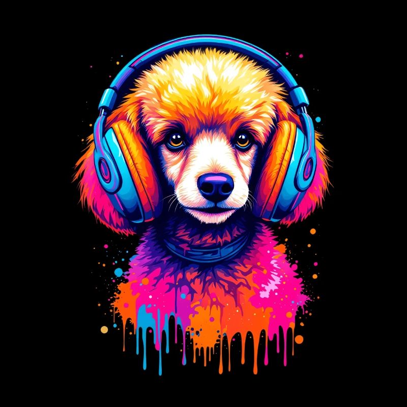 Caniche avec un casque