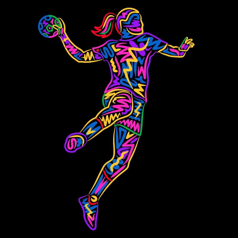 Handball Joueuse de handball Joueuse colorée de handball