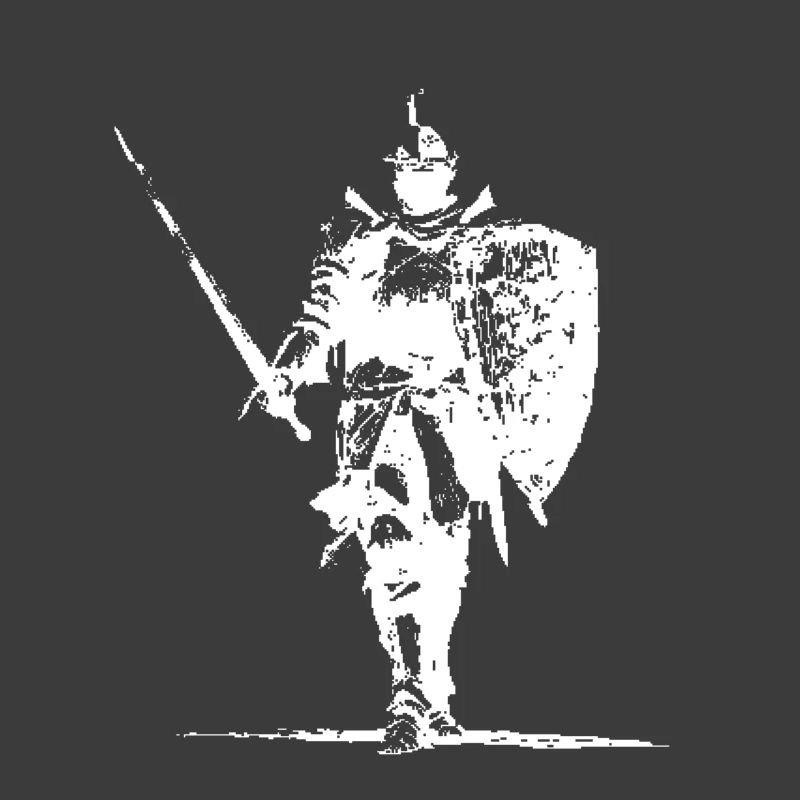 Knight Silhouette with Shield and Spear