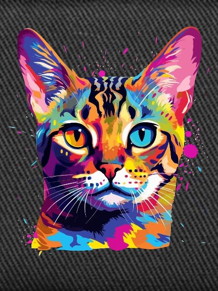 Bunte Bengal-Katzengesicht-Splash-Art