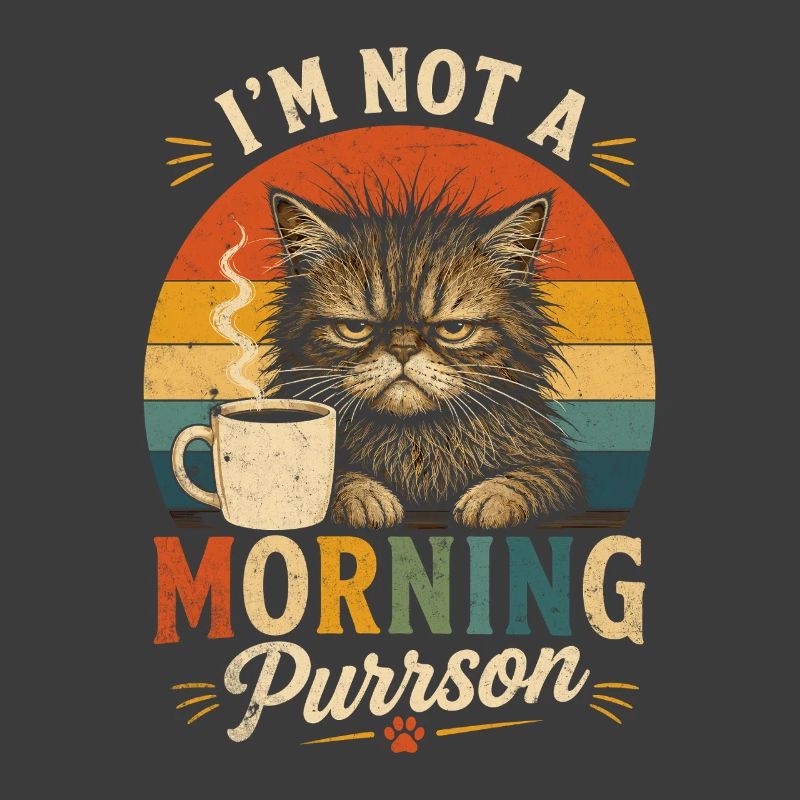 Morgenmuffel Katze mit Kaffee