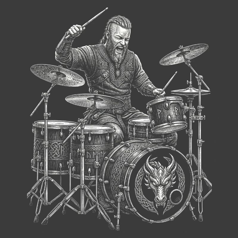 Ragnar Lodbrok plays drums