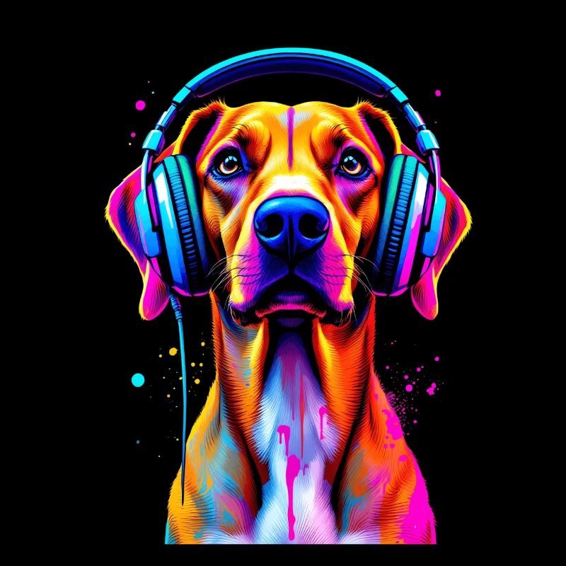 Viszla avec un casque