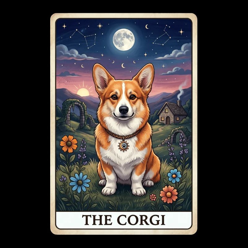 Corgi moonlight in the starry sky