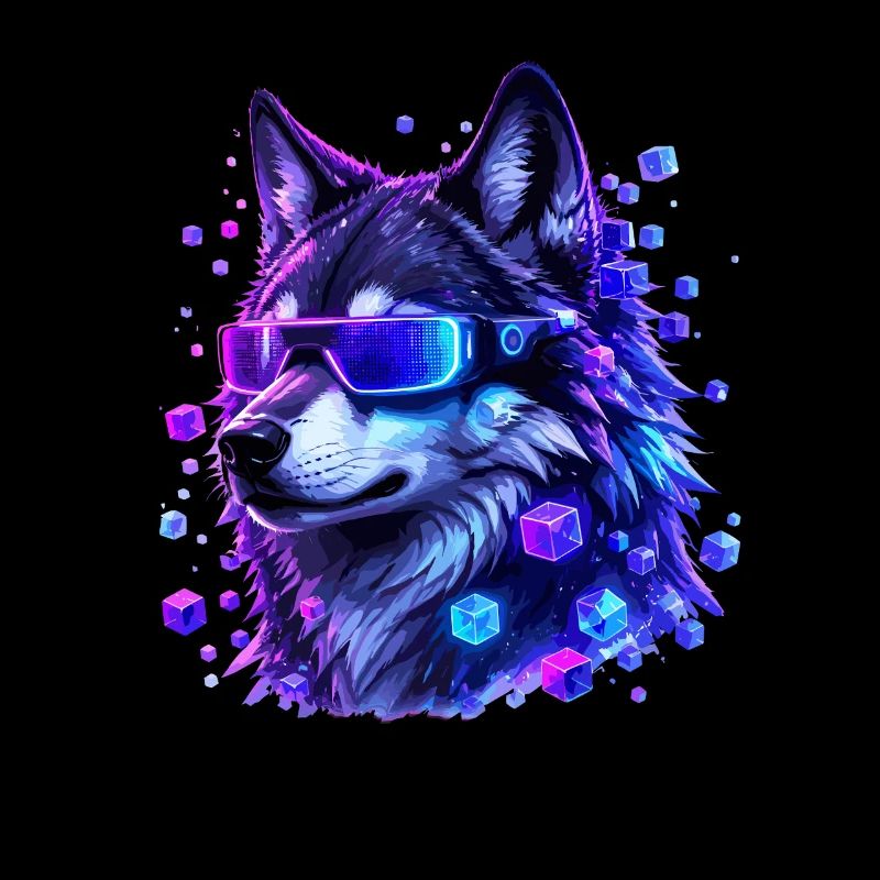 Neon wolf with VRBrille