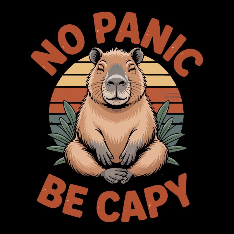 No Panic Be Capy | Vintage Capybara Retro Design