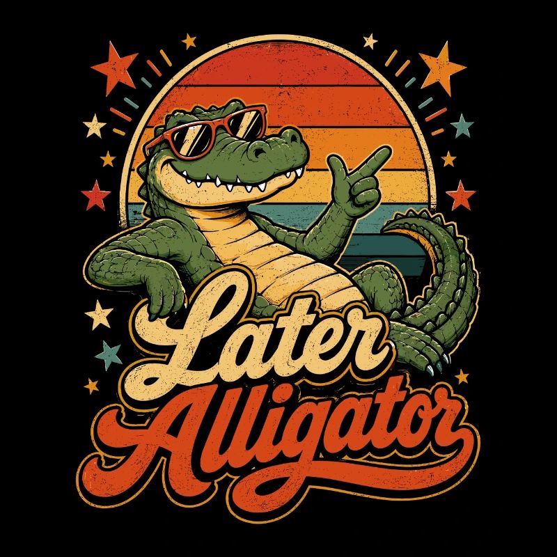 Late Alligator Retro Sunset