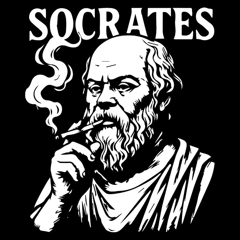 Conception du portrait de Socrate fumant une cigarette