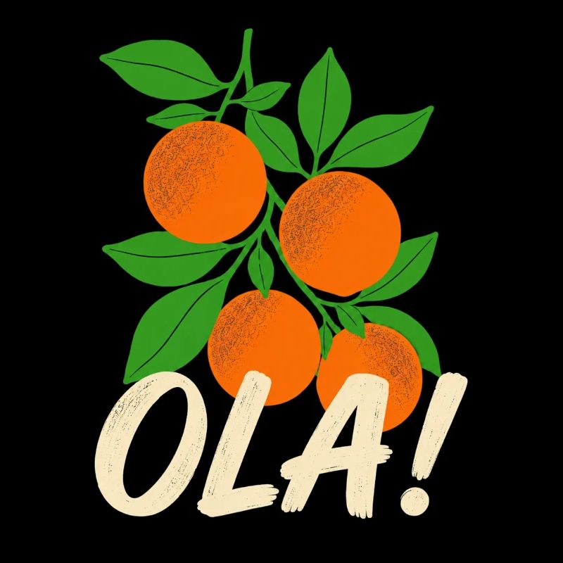 Salutations de Noël des plantes d’orange rétro d’Olá